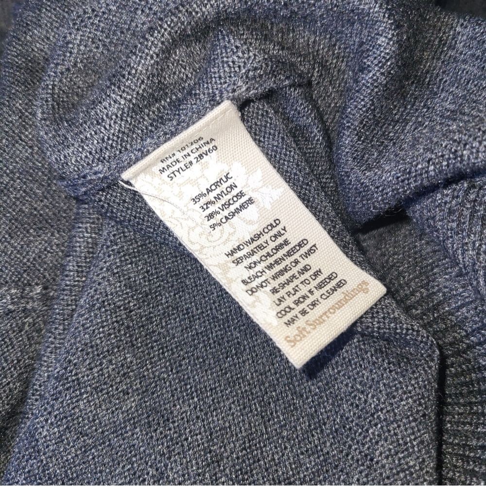 Soft Surroundings Cashmere Blend Open Front Ruffle Trim Lightweight Cardigan - Picture 4 of 4